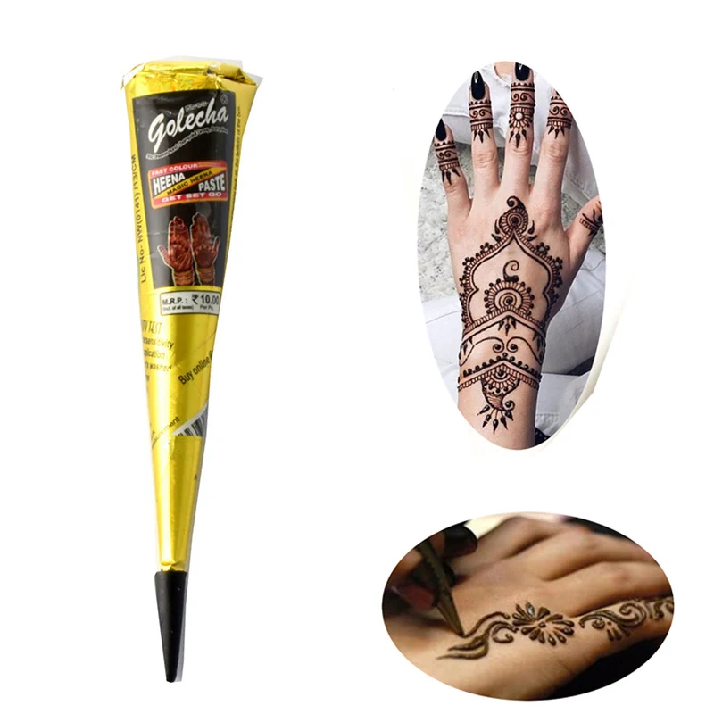 3 шт. Golecha индийская Хна тату паста конус краска для тела Искусство Menndi ручной палец тату хна бутылка дизайн набор красок 25 г