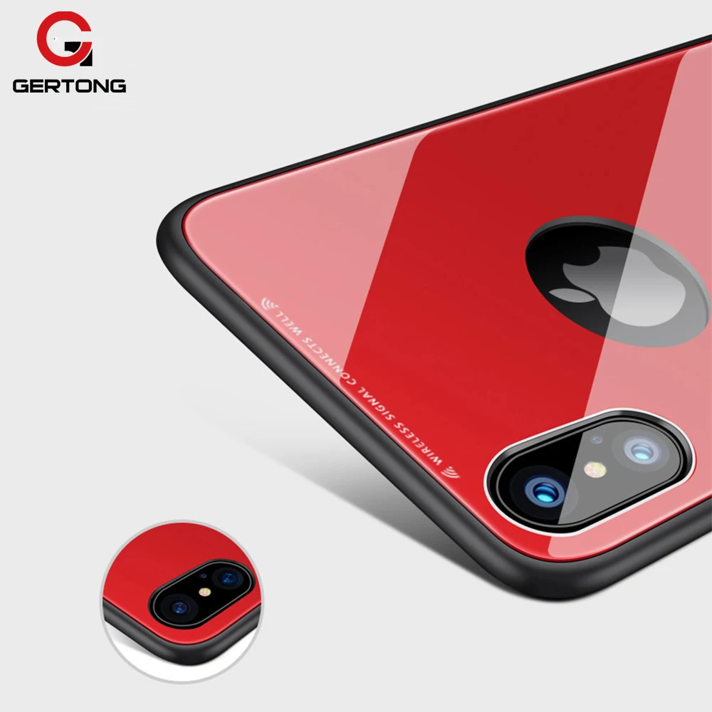 

Tempered Glass Case For iPhone 6 6S Plus X Luxury Hard Back Cover Red Phone Cases For iPhone 7 8 Plus Silicon Bumper Capa Coque