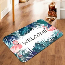 Добро пожаловать домашний Коврик для пола Европейский стиль мультфильм Фламинго тропические листья коврик у входной двери гостиной спальни высокого качества ковры
