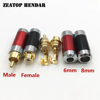 

20Pcs RCA Male / Female Assembly Plug DIY Soldering Jack Adapter for 6mm / 8mm AV Audio Video Speaker Cable Red Black Connector