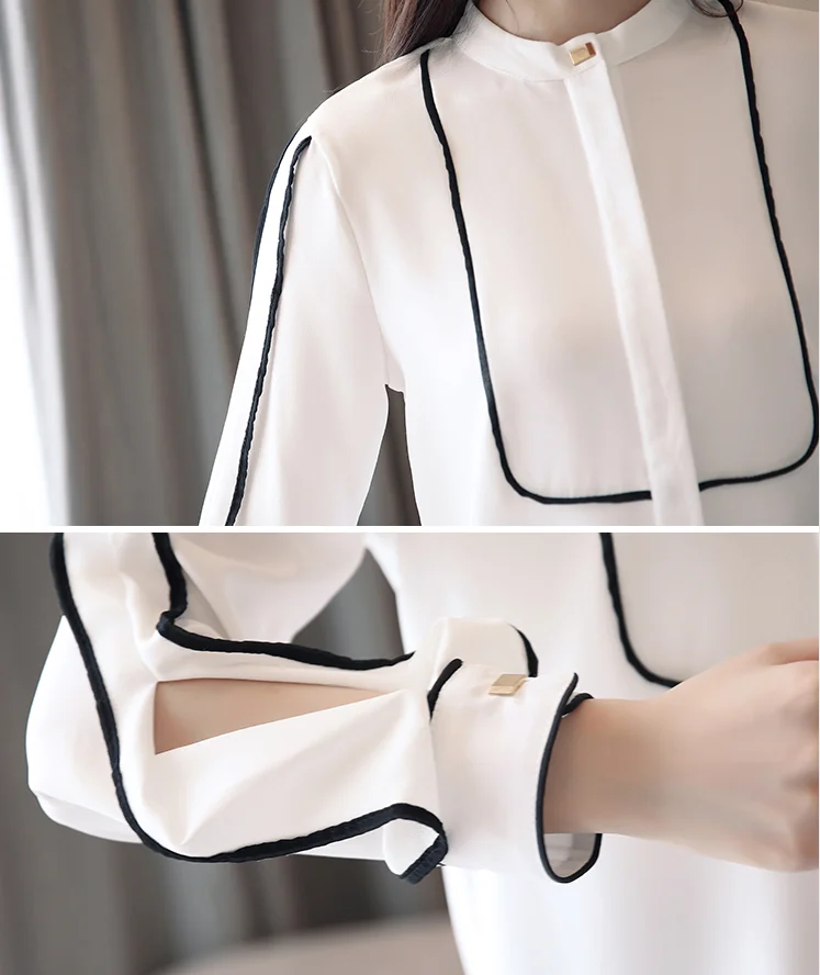 Dingaozlz Офисная Женская белая шифоновая блузка с длинными рукавами в полоску Топы корейская модная женская одежда Блуза женская шифоновая рубашка
