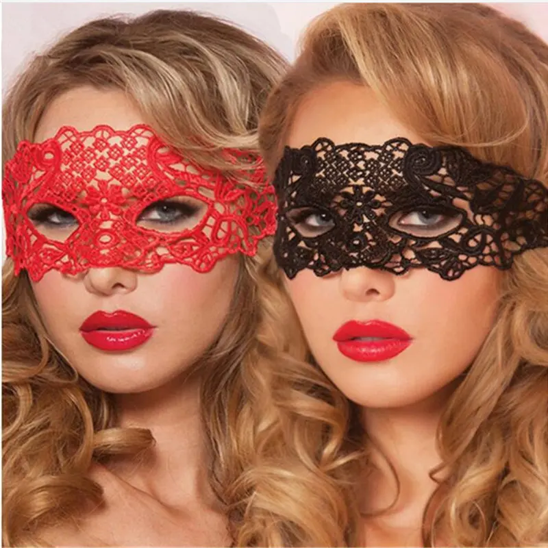 Sexy Dress Porn Lingerie Sexy Black White Red Hollow Lace Mask Exotic Erotic Costumes Women