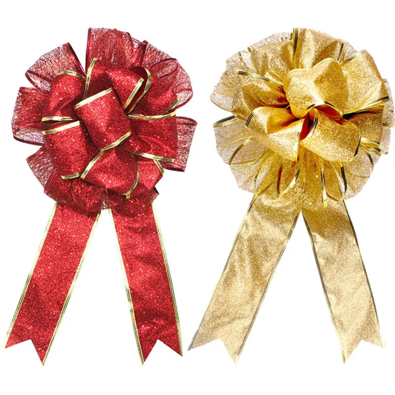 1 PC Large Christmas Bow Red and Gold Bow Bouquet Handcraft Party Decoration christmas decorations for home Tree Ornament N07 (1)