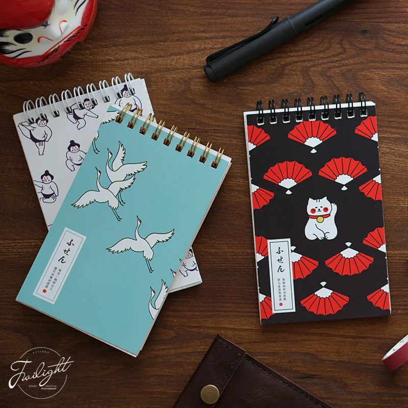 Японская серия блокнот для заметок Kawaii cat sumo crane Mini coil notebook memo planner journal канцелярские принадлежности для офиса и школы A6803