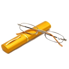Natwve& Co ультра тонкий ручка очки для чтения с жесткой трубкой Чехол для очков металлическая оправа+ 1,0+ 1,5+ 2,0+ 2,5+ 3,0 824