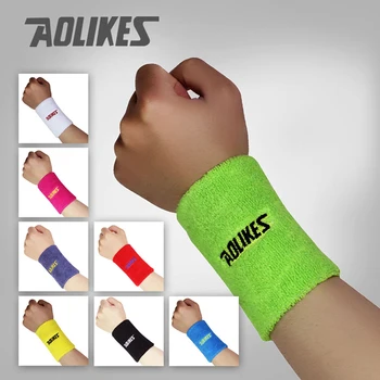 Aolikes 1Pcs Gym Yoga Katoen Zweet Polsbandjes Sport Pols Brace Ondersteuning Zweetband Voor Tennis Badminton Running
