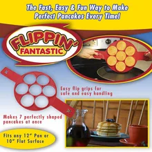 2017 máquina de Crepes Flippin’ 4 Grids Panqueque de Silicona Serpiente Flippin Fantástico Fácil Fabricante de Huevo Anillo Pancake Hacedor Moldes para Pasteles