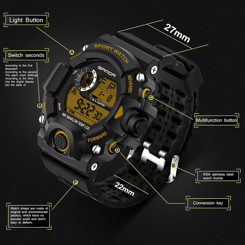 Harga 2018 Sanda Digital Jam Tangan Pria Gaya G Kejutan Menonton Tahan Air Shockproof Tanggal Kalender LED Olahraga Jam Tangan Atas Merek Mewah Jual 2018 Sanda Digital Jam Tangan Pria Gaya G Kejutan Menonton Tahan Air Shockproof Tanggal Kalender LED Olahraga Jam Tangan Atas Merek Mewah