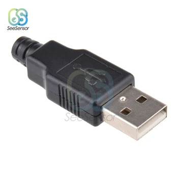 

10Pcs Type A Male USB 4 Pin Plug Socket Connector With Black Plastic Cover