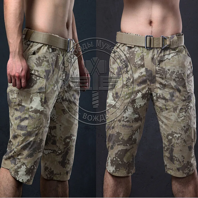 Мужские тактические камуфляжные Капри, мужские укороченные быстросохнущие брюки из хлопка и полиэстера, модные повседневные штаны для путешествий