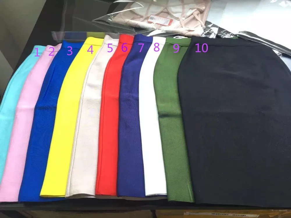 

12 Colors Top Quality Solid Knee Length Rayon Tight Bandage Skirt Party Bodycon Skirt