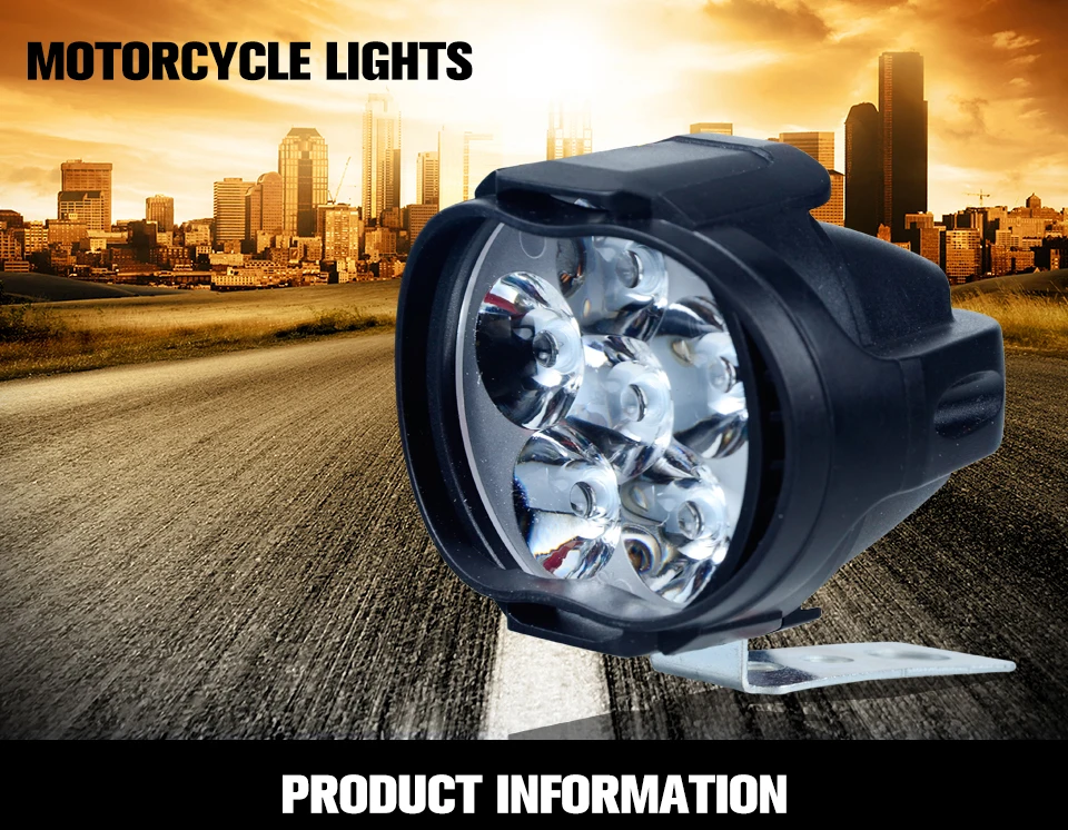 VooVoo LED 10W 1200LM Motorcycle Headlight Lamp 6 Led Moto Light Assembly Scooters Spot Light 6000k White DC 9-85V Super Bright_01 (1)