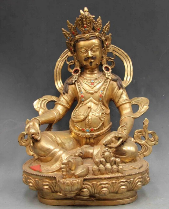 

bi001677 chinese Buddhism folk Copper Bronze Yellow Jambhala God of wealth Buddha Statue