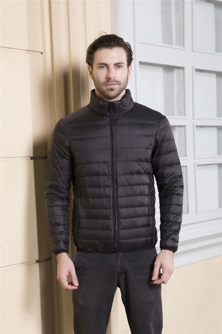 Men's Ultra Light Packable Down Jackets Hooded Slim Down Coats Man White Duck Down Padded Parkas Winter Puffer Jacket JK-634 puffer jacket with fur hood