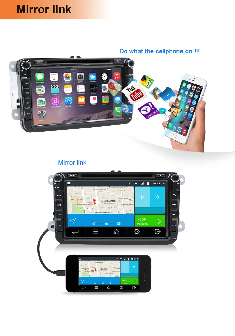Discount Octa Core Autoradio 2 din 8" Android 8.1 Car DVD radio player for VW/Golf/Passat/POLO/Tiguan/Skoda/Fabia GPS 3G wifi SWC BT 2
