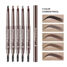 Автоматический карандаш для бровей, 5 цветов, водостойкий, натуральный, стойкий, для бровей, тату, ручка для макияжа, для бровей, с кистью, Косметическая ручка
