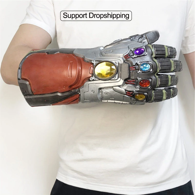 

Cool Avengers Endgame Superhero Iron Man Tony Stark Thanos Infinity Stone Cosplay Gloves Latex Hand Gauntlet Cosplay Props