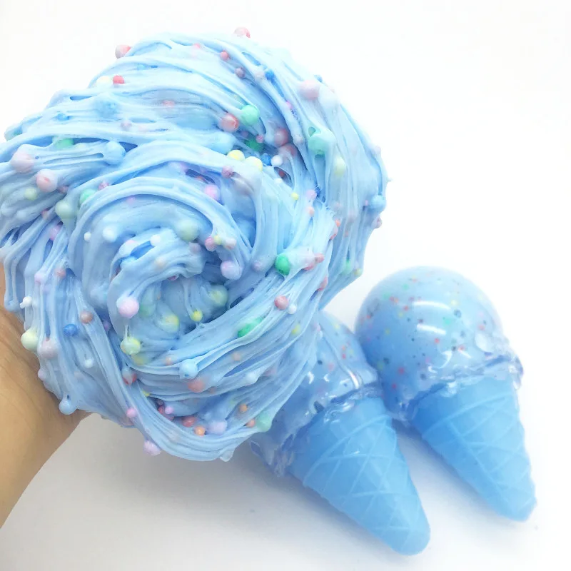

2pcs/pack Blue Pink Color Cotton Slime Ice Cream Puff Fluffy Foam Slime Light Soft Clay Plasticine Antistress Kids Toys Gifts