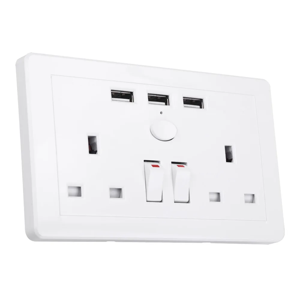 Многофункциональная электрическая розетка с 3 USB портами 110 ~ 250 В переменного