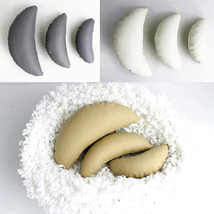 Newborn Posing Beans Bag Baby Photography Prop Pillow 3pcs/set PU Leather Moon props Poser | Мать и ребенок