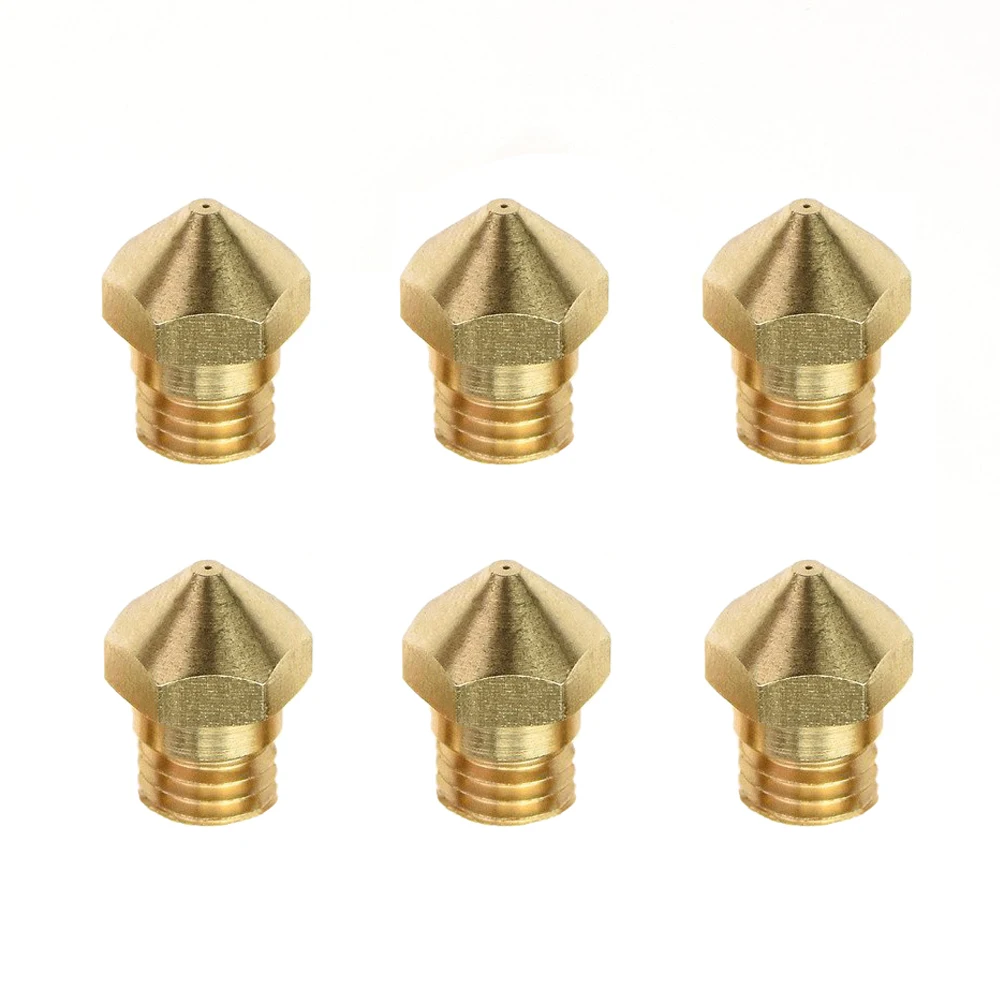 6pcs Assorted Brass MK10 nozzle 0.2,0.3,0.4,0.5,0.6,0.8mm for 1.75mm Filament Dremel Wanhao Flashforge CTC 3D Printer Nozzle