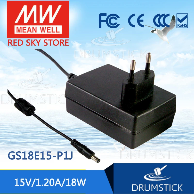 

Hot sale MEAN WELL GS18E15-P1J 15V 1.2A meanwell GS18E15 15V 18W AC-DC Industrial Adaptor