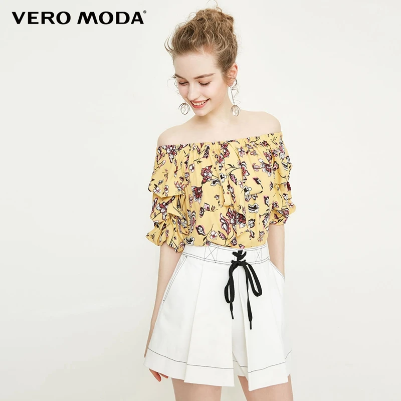 

Vero Moda flower printed board neck shirt with pleated sleeves female | 31826X518