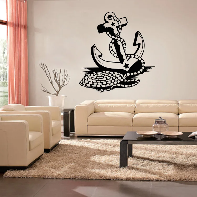 

Eco-friendly Vinyl Wall Stickers Kid`s Room Viking Pirate Anchor Decals For Home And Office Decor entrance Sofa Background Mural