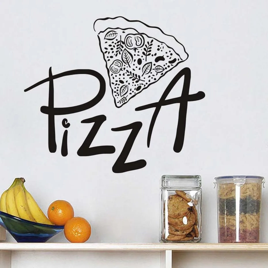Kitchen Pizzeria Wall Sticker Pizza Restaurant Hotel Pizza Shop Windows Glass Decor Home Cabinet Tile Carved Vinyl Wall Stickers