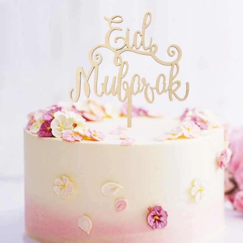 

Exquisite craftsmanship Wood Eid Mubarak Ramadan Wedding Cake Topper Muslim Islam Hajj Decoration Craft
