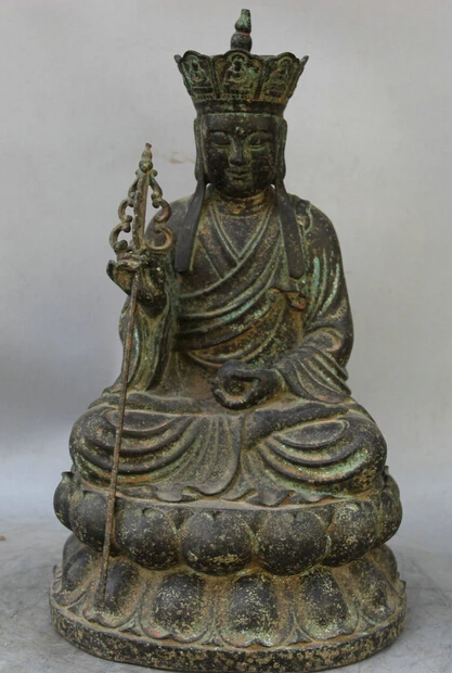 

wholesale factory 17" Old Chinese Bronze Ksitigarbha Boddhisattva Netherworld Leader monk Statue