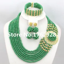 Потрясающая Новая зеленая шикарная, из кристаллов ожерелья для костюма нигерийские Свадебные африканские бусы комплект ювелирных изделий