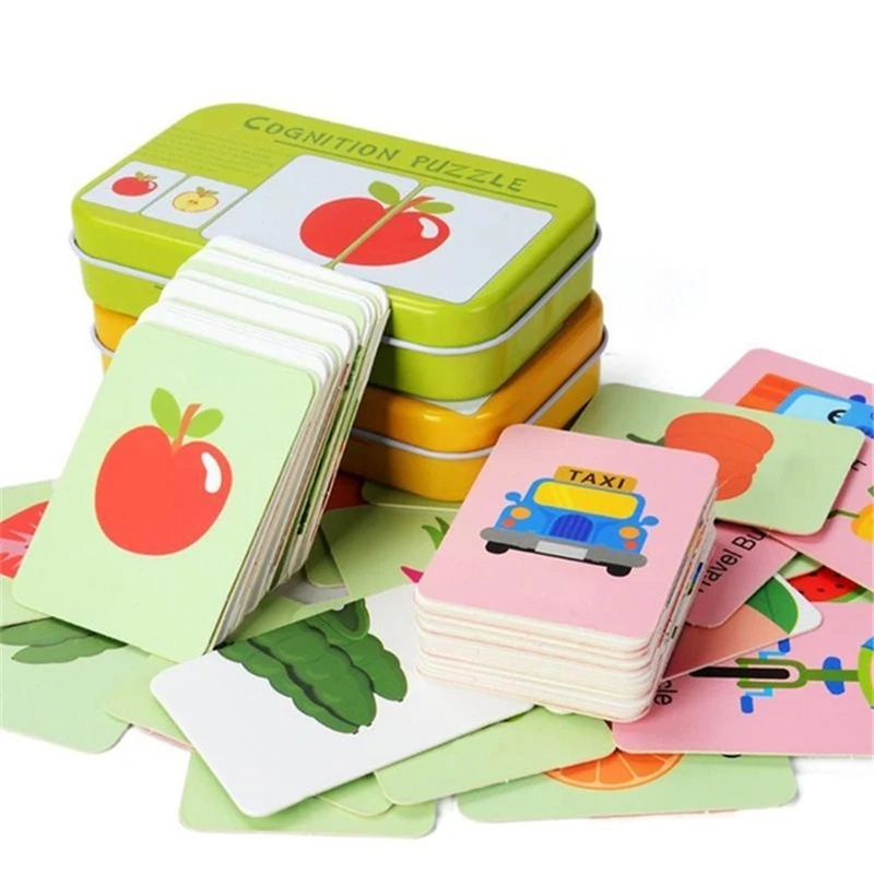 

kids montessori Educativos Fun English Word Pocket Flash Card Baby Learning Educational English table game Puzzle Toys Children