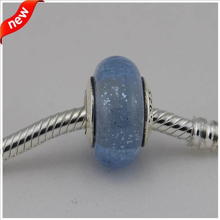 

Fits For Pandora Bracelets Cinderella Murano Glass Beads with Blue Flsorescent 100% 925 Sterling Silver Charms Free Shipping