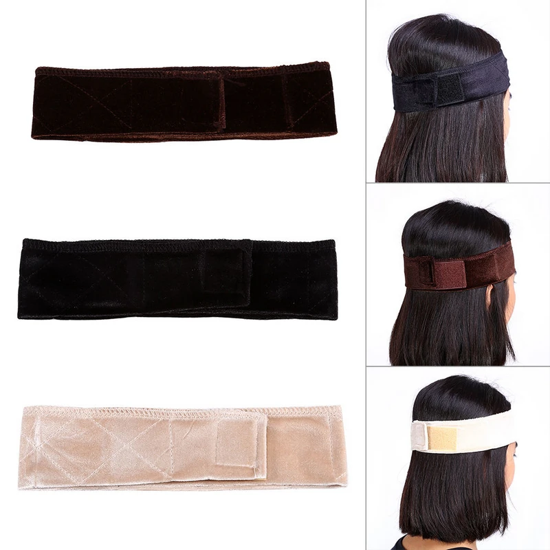 Mayitr 1pc Velvet Hair Band Adjustable Flexible Velvet Fabric Wig Grip Scarf Headband Head Band Fasten Wig 3 Colors