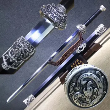 

Handmade Chinese Wushu Sword Sharp 1062 Octa Spring Steel Blade Kung Fu Han Jian Can be Cut Bamboo