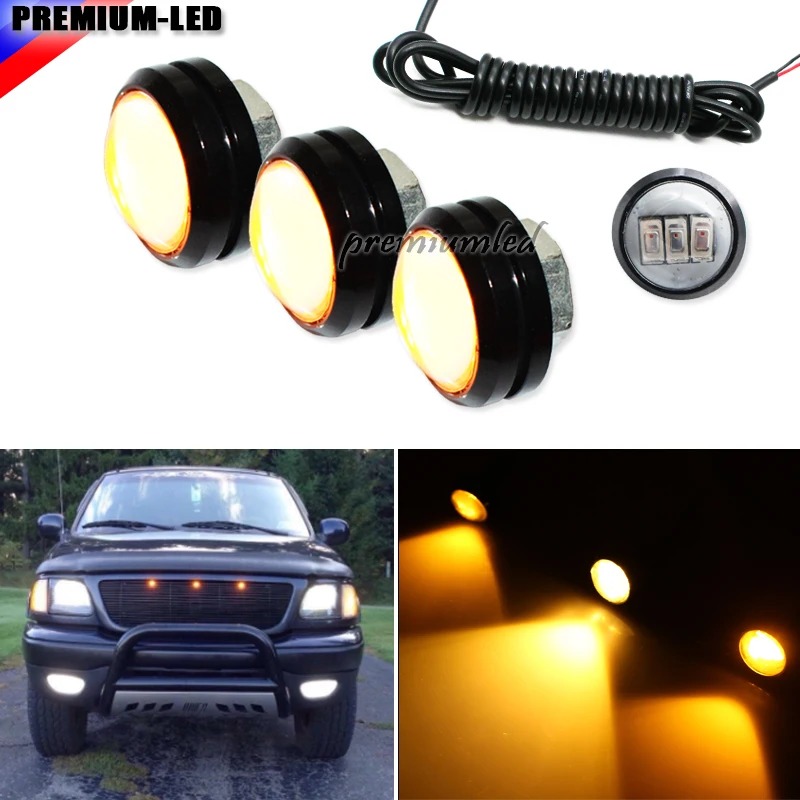 

3pc SVT Raptor Style Amber High Power LED Grille Lighting Kit, Universal Fit For Any Truck SUV