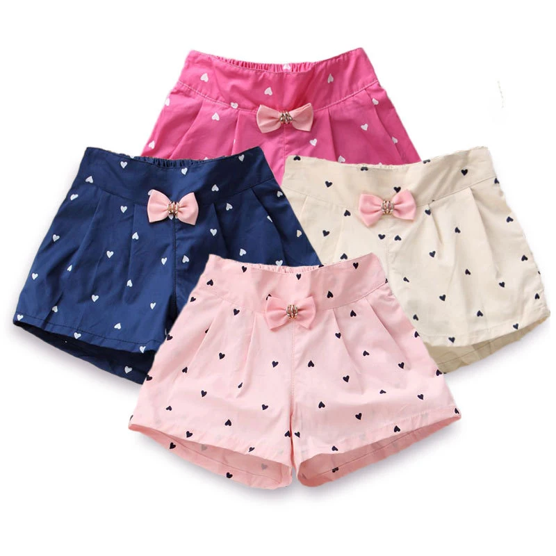 2019 Summer Shorts for Girls Dots Bow Fashion Kids Girls Short Trousers Elastic Waist Toddler Girls Bloomers Bottoms