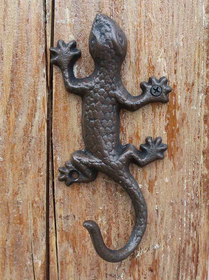 European Vintage Rustic Iron Accents Gecko Wall Lizard Design Home Vintage Rustic Iron Accents Gecko Wall