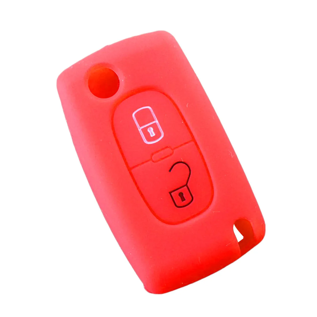 2 кнопки силиконовый чехол для ключей от машины для PEUGEOT 207 307 308 407 408 для Citroen C3 C4 C4L C5 C6 Защитная крышка - Название цвета: Red