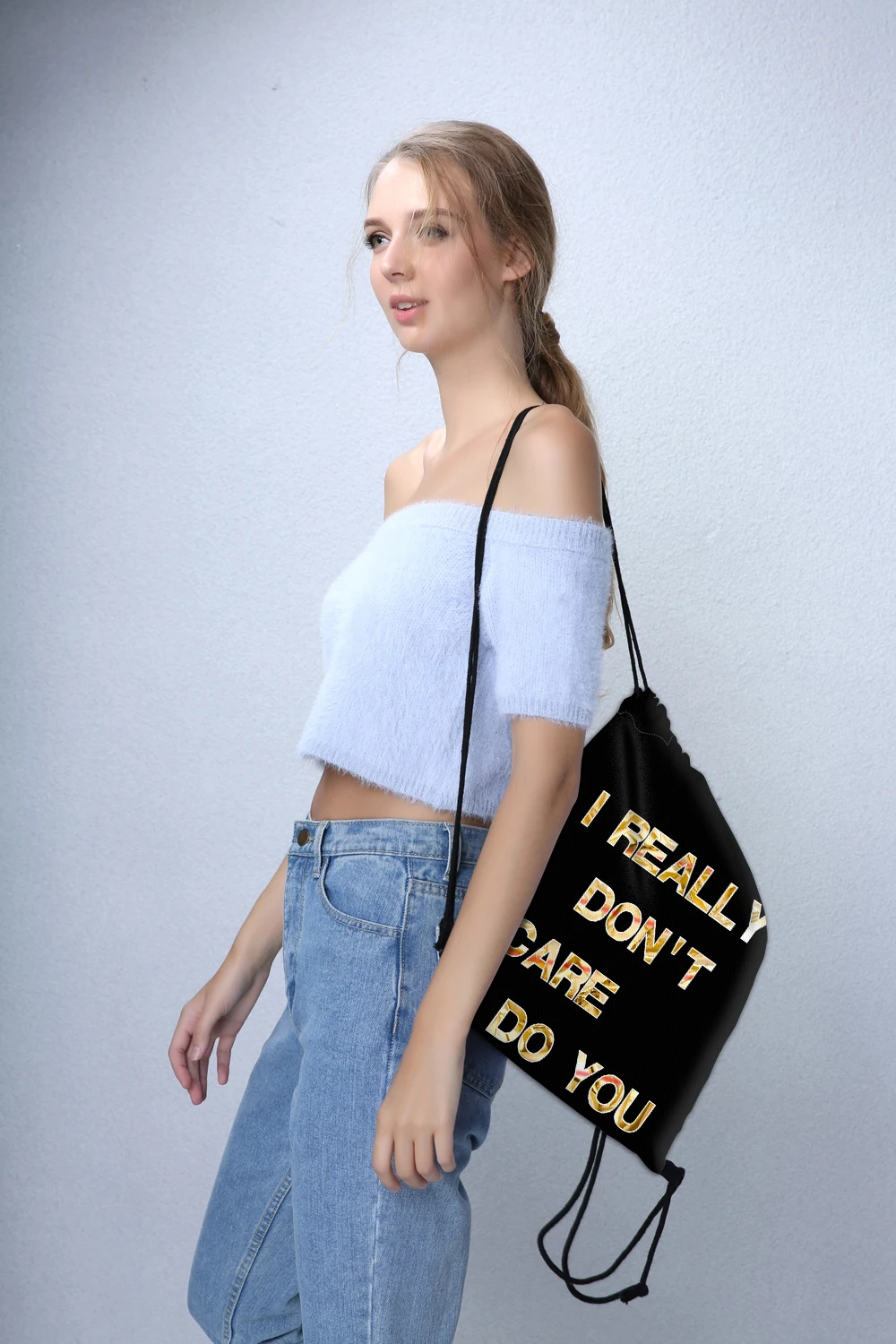 Deanfun черная сумка на шнурке с надписью для женщин 3D печать школьные сумки унисекс 60143