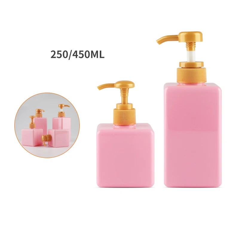 6pcs Empty Refillable Bottles Lotion Container Pump PET Shampoo Cosmetic Emulsion Jar Pressed Filled Travel Bottle 250ml 450ml
