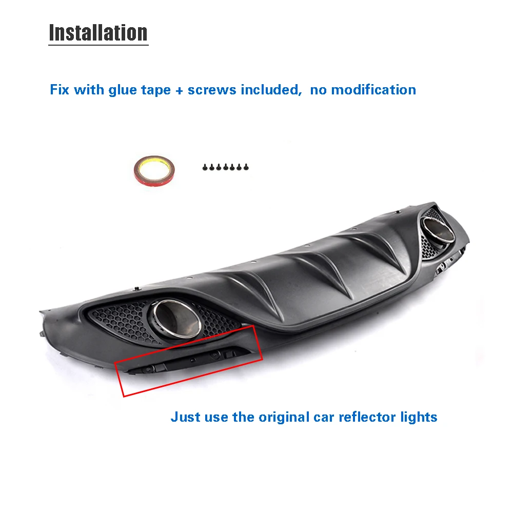 PP negro coche parachoques trasero labio difusor con escape para Alfa Romeo Giulia sedán de 4 puertas 2016 2017 Quadrifoglio de TI