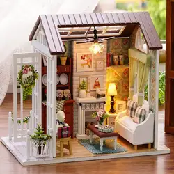 Рождественский подарок 3D Деревянный Кукольный дом Гостиная с балконом мебель DIY миниатюрный комплект игрушки с Пылезащитный чехол