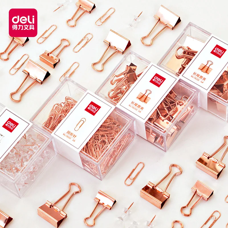 

DELI Long Tail Clip Set Push Pin Paper Clip Folder Iron Ticket Holder Multifunctional Fishtail Clip Binder Clips 1BOX