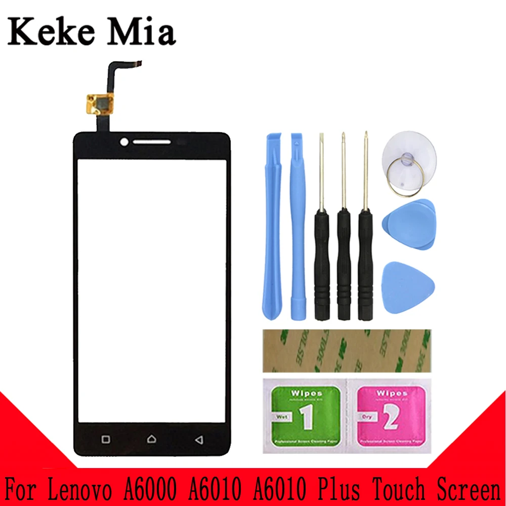 Keke Миа 5," сенсорный экран мобильного телефона для lenovo A6000 A6010 A6010 плюс Сенсорная панель стеклянная линза тачпад дигитайзер с салфетками - Цвет: Black With Tools