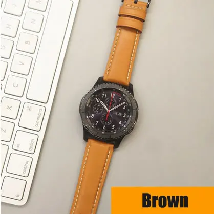 AKGLEADER ремешок для samsung Galaxy Watch 46 мм gear S3 22 мм ремешок из натуральной кожи браслет для huawei Watch GT Amazfit - Цвет ремешка: Yellow