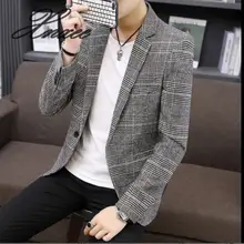 Xnxee2019 Весна и осень мужской повседневный комплект в Корейском стиле, с хорошей терморегуляцией клетчатый костюм мужской блейзер M-4XL