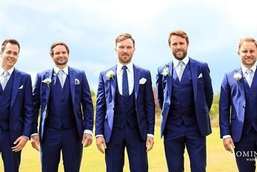 

Navy Blue Groomsman Suits Slim Fit 3 Piece Best Men Suit Wedding Tuxedo Prom Blazer Terno Masculino Jacket+Pants+Vest