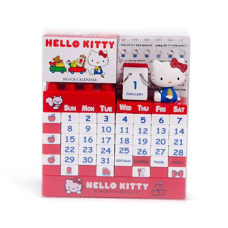 DIY Hello kitty календарь Тоторо Джингл кошки строительные блоки календарь детская комната Домашний Декор Аксессуары Настольный календарь - Цвет: RED kitty